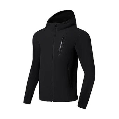 Li-Ning Black Training Series Solid Color Zip-Up Hoodie Jacket AFDSC91-2
