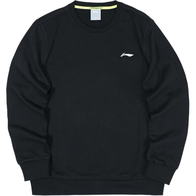 Li-Ning Black Training Sweatshirt - Solid Logo, Breathable & Comfortable AWDUA37-1