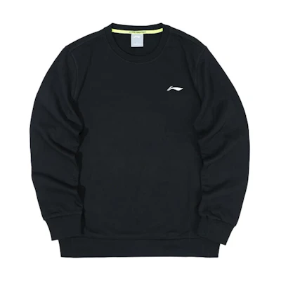 Li-Ning Black Training Sweatshirt - Solid Logo, Breathable & Comfortable AWDUA37-1