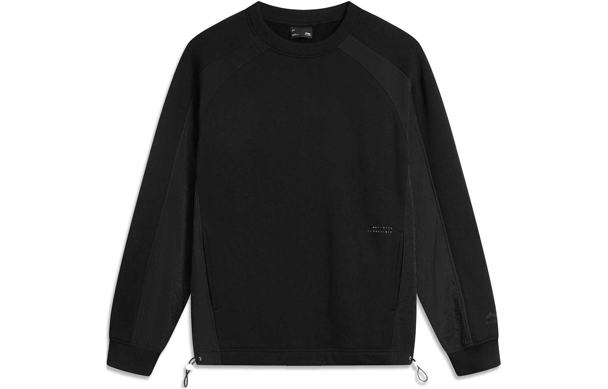 Li-Ning Black Unisex Crewneck Pullover Sweatshirt - Casual Sports Series AWDU021-3
