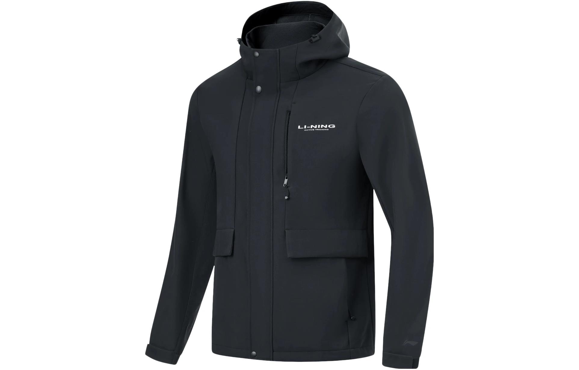 Li-Ning Black Water-Resistant Fleece Hoodie Jacket AFDT837-4