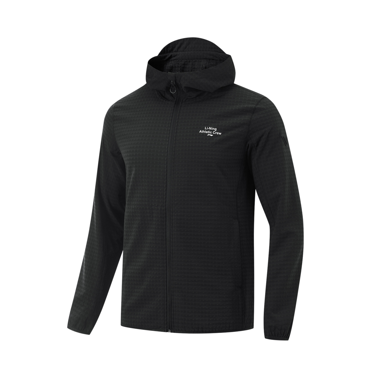 Li-Ning Black Windproof Hooded Jacket for Outdoor Cycling & Camping Fitness AFDU925-1