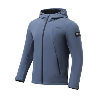 Li-Ning Blue Fleece-Lined Hooded Fitness Jacket AFDR895-2