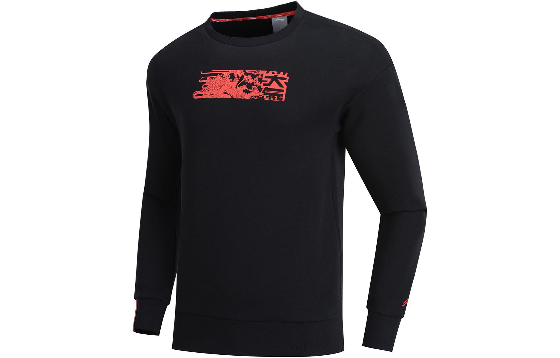 Li-Ning Bold Statement Pullover Sweatshirt Black - Fashion Sports Series AWDP073-2