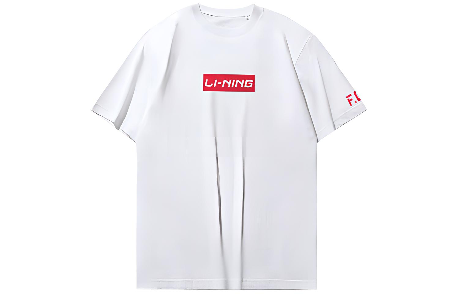Li-Ning Box Letter White Casual Sports Soccer Shirt Short Sleeve. AHSS509-1