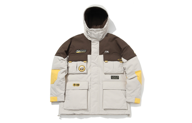 Li-Ning Boys' Hooded Windproof Down Jacket Grey/Brown Winter Edition AYMQ123-4 圖 2