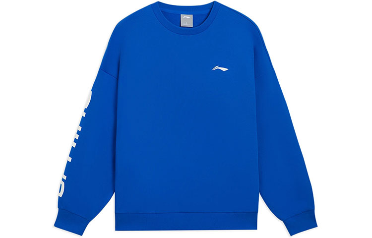 Li-Ning Bright Blue Unisex Pullover Sweatshirt with Letter Print Design AWDRF44-7