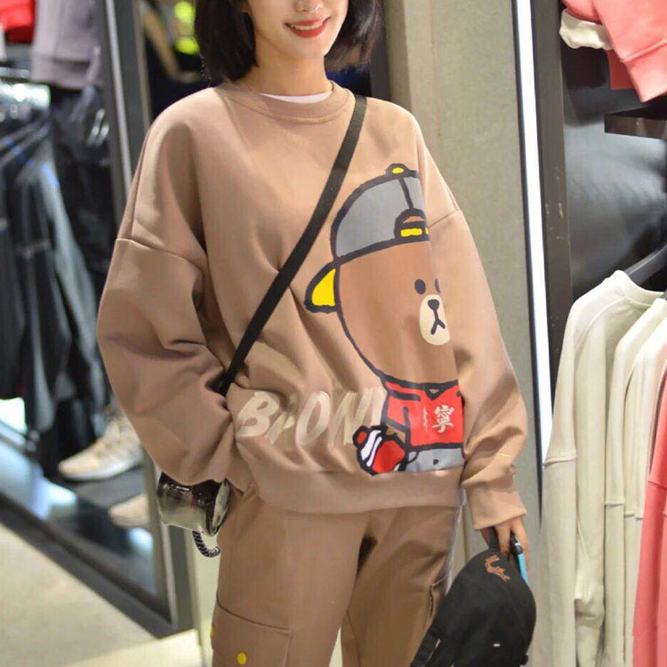 Purchase Li-Ning Brown Bear Print Loose Fit Crewneck Sweatshirt Unisex Khaki AWDQB10-1