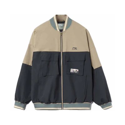 Li-Ning Brown Black Colorblock Water-Resistant Loose Fit Jacket Unisex AJDR383-4
