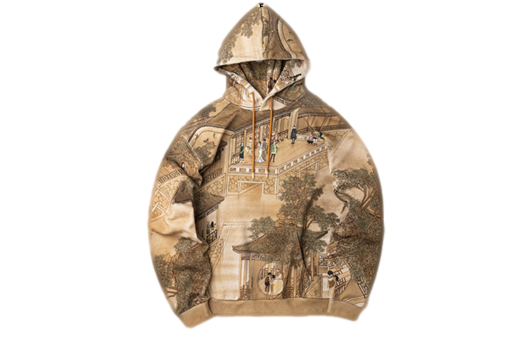 Li-Ning Brown Oversized Pullover Hoodie Unisex Couple Style AWDQ487-1