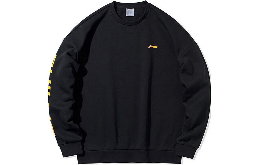 Li-Ning Campus Series Alphabet Pullover Crewneck Unisex Sweatshirt Black YWDT311-2