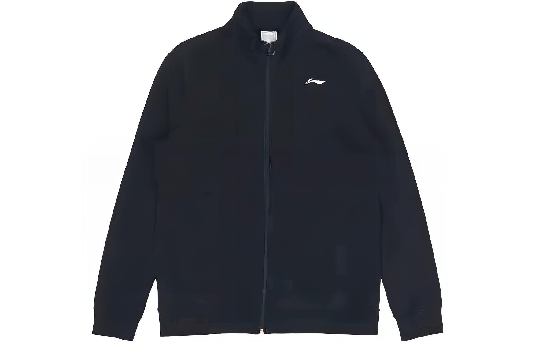 Li-Ning Campus Series Black Solid Color Casual Zip-Up Jacket YWDT365-1
