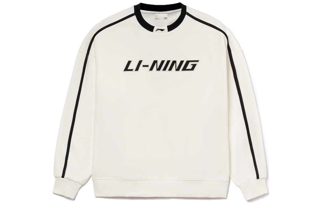 Li-Ning Campus Series Unisex White Loose Fit Graphic Pullover Sweatshirt YWDT541-1