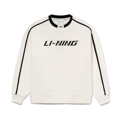 Li-Ning Campus Series Unisex White Loose Fit Graphic Pullover Sweatshirt YWDT541-1