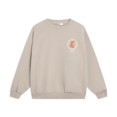 Li-Ning Cartoon Logo Embroidered Sweatshirt Unisex - Goat Gray AWDT237-2