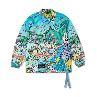Li-Ning Cartoon Print Long Sleeve Casual Jacket Shirt Unisex Green Gift for Him AFDR797-3