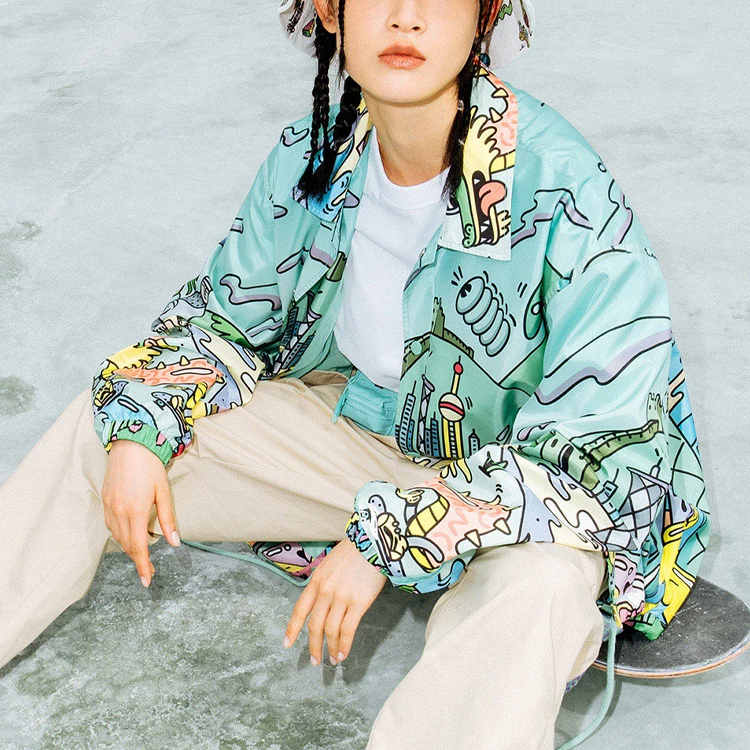 Li-Ning Cartoon Print Long Sleeve Casual Jacket Shirt Unisex Green Gift for Him AFDR797-3 圖 4