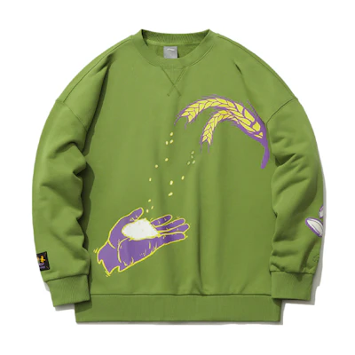 Li-Ning Cartoon Print Oversized Pullover Crewneck Sweatshirt Green () AWDR639-1