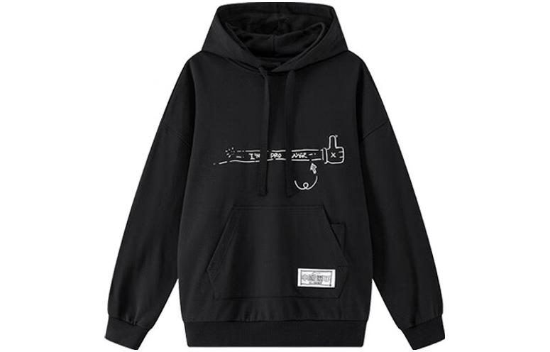 Li-Ning Cartoon Print Pullover Sweatshirt Black Unisex Casual Sportswear LWDT003-2