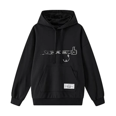 Li-Ning Cartoon Print Pullover Sweatshirt Black Unisex Casual Sportswear LWDT003-2
