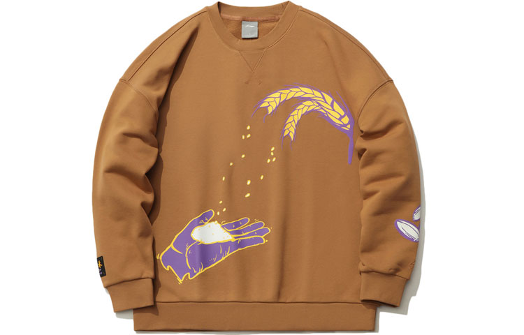 Li-Ning Cartoon Print Pullover Sweatshirt Brown - Sports Fashion Series AWDR639-3