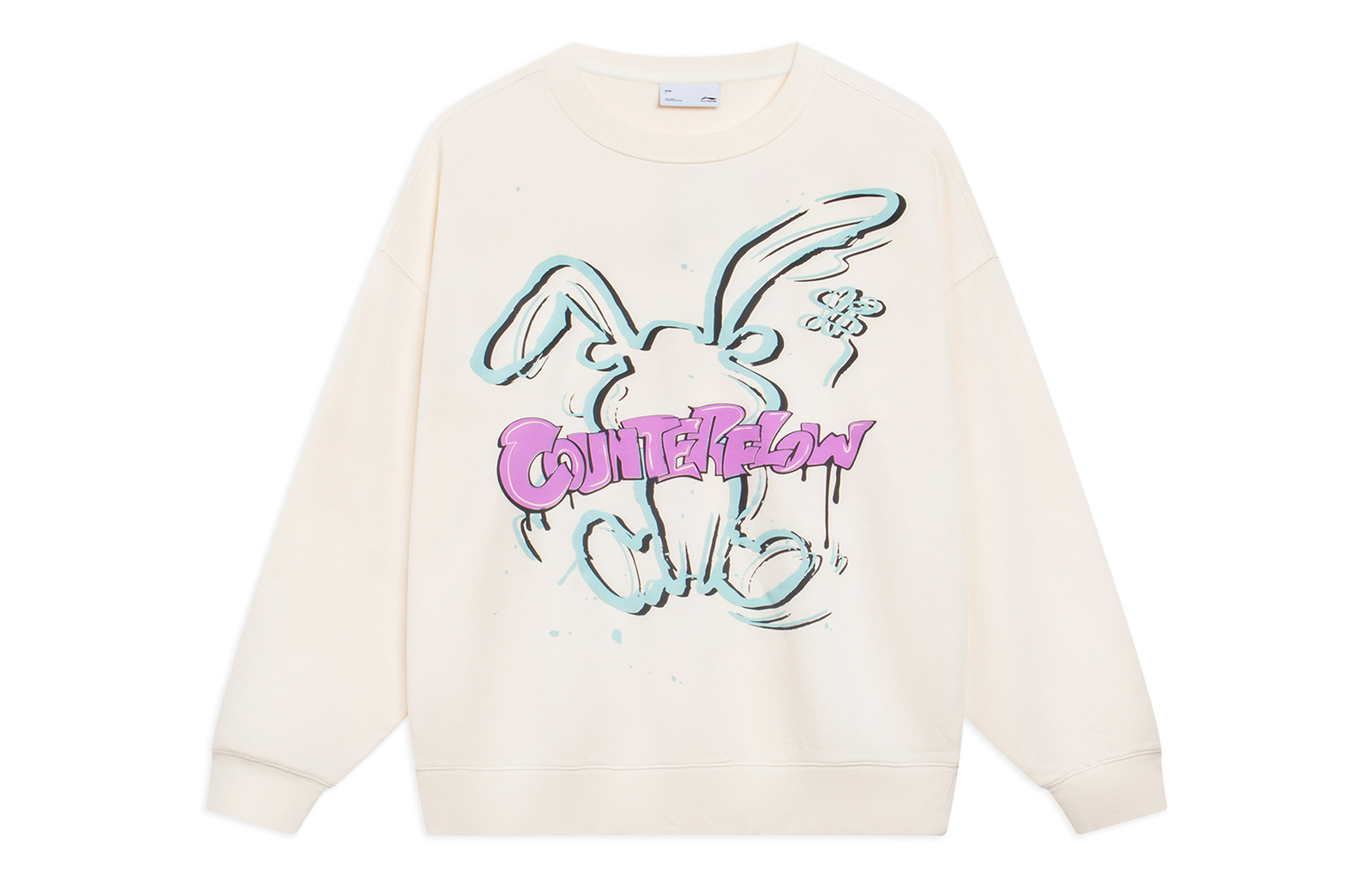 Li-Ning Cartoon Rabbit Pullover Sweatshirt Casual Unisex Couple Style Off-White AWDT527-1