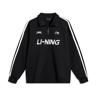 Li-Ning Casual Alphabet Print Fleece Pullover Sweatshirt Unisex Black AWDTB35-2