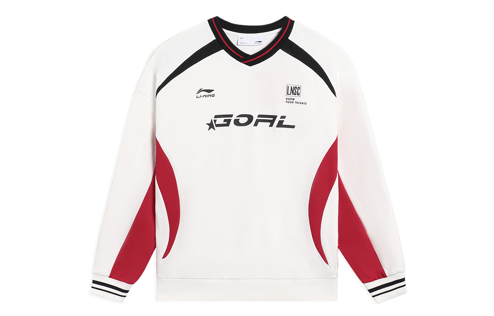 Li-Ning Casual Breathable Letter Print V-Neck Pullover Sweatshirt Off-White Unisex AWDS977-3