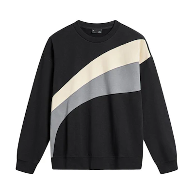 Li-Ning Casual Colorblock Crewneck Breathable Loose Sweatshirt Black AWDTA17-1
