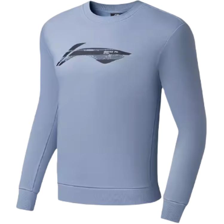 Li-Ning Casual Crewneck Fleece Sweatshirt in Soft Gray Blue AWDSF13-3