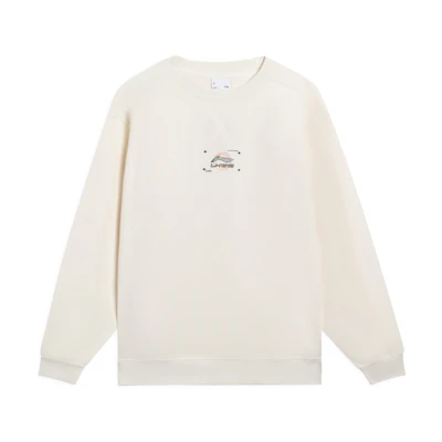 Li-Ning Casual Crewneck Logo Print Loose Fit Sweatshirt Unisex - Off-White AWDT063-3