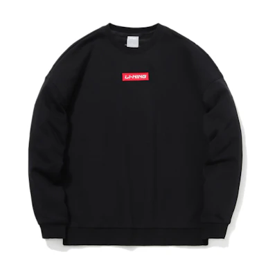 Li-Ning Casual Crewneck Pullover Long Sleeve Sweatshirt Black Unisex Couple Style AWDQ652-6