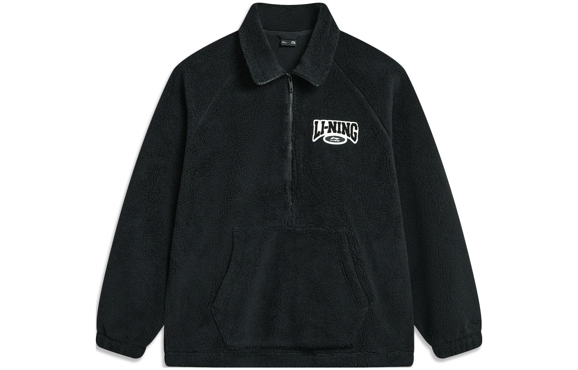 Li-Ning Casual Fleece Logo Print Sweatshirt Unisex Black AWDTB53-6