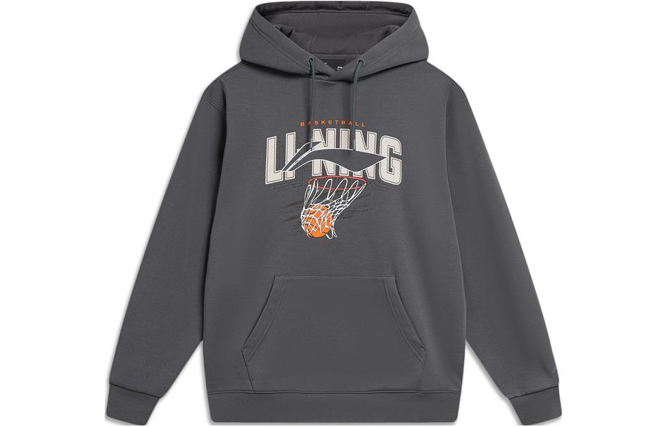 Li-Ning Casual Hoodie Black Pine Grey - Letter Print Fashion Series AWDU969-3