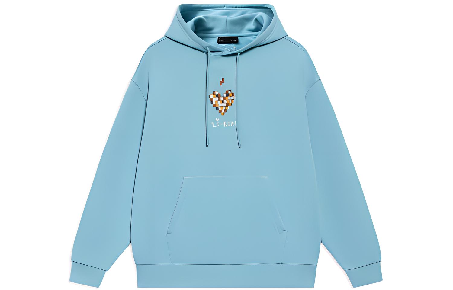Li-Ning Casual Hoodie Blue Unisex Couple Style Pullover AWDS593-3