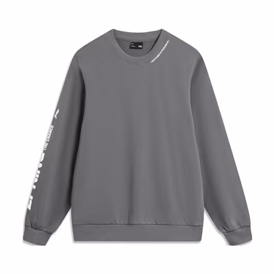 Li-Ning Casual Infrared Warmth Anti-Bacterial Letter Print Pullover - Grey Unisex AWDTB37-4
