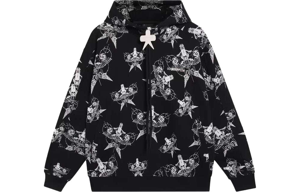 Li-Ning Casual Kite Print Unisex Pullover Hoodie Black Long Sleeve AWDSI88