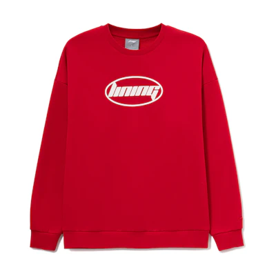 Li-Ning Casual Letter Print Fleece Sweatshirt Couple Style Agate Red AWDRH71-6