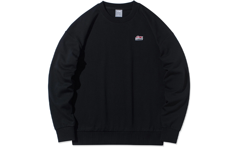 Li-Ning Casual Logo Embroidered Crewneck Pullover Sweatshirt Black () AWDR575-1