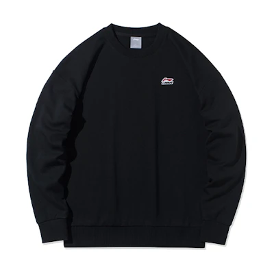 Li-Ning Casual Logo Embroidered Crewneck Pullover Sweatshirt Black () AWDR575-1
