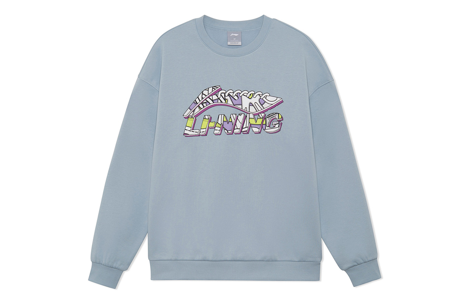 Li-Ning Casual Logo Print Fleece Crewneck Sweatshirt Misty Blue Unisex AWDRG40-3