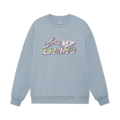 Li-Ning Casual Logo Print Fleece Crewneck Sweatshirt Misty Blue Unisex AWDRG40-3
