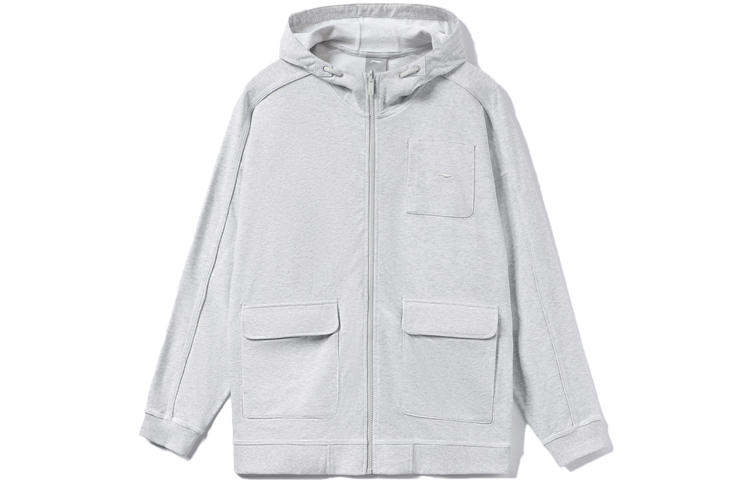 Li-Ning Casual Multi-Pocket Zip Hoodie Jacket in Deep Antarctic Gray AWDR475-2