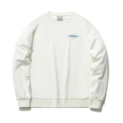 Li-Ning Casual Printed Crewneck Sweatshirt Couples Style Off-White AWDR577-7