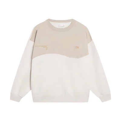 Li-Ning Casual Pullover Sweatshirt in Off-White - Colorblock Design AWDT181-1