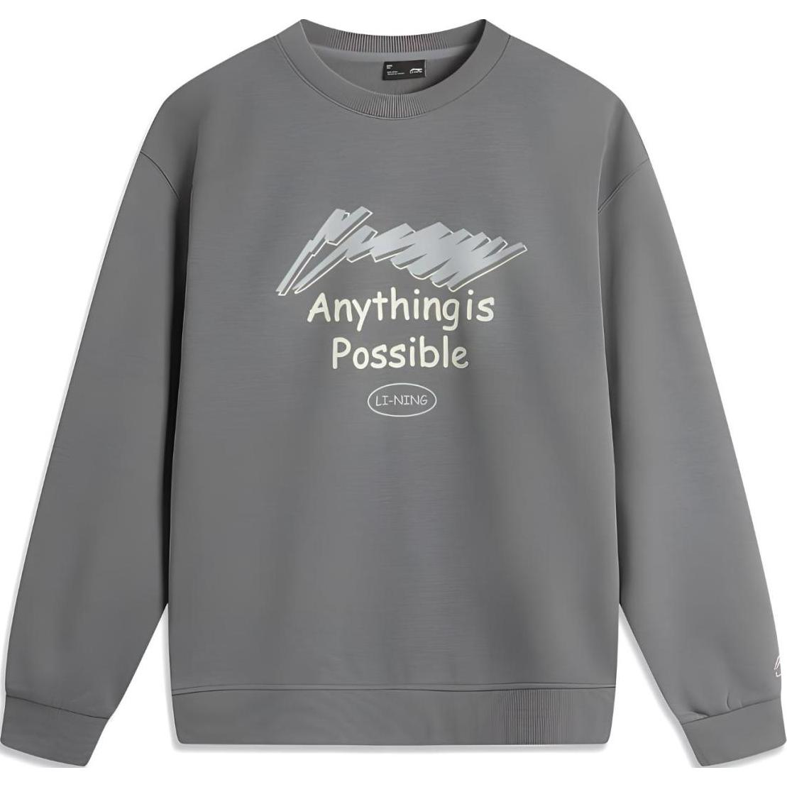 Li-Ning Casual Series Anti-Static Antibacterial Fleece Sweatshirt Gray AWDUC95-4