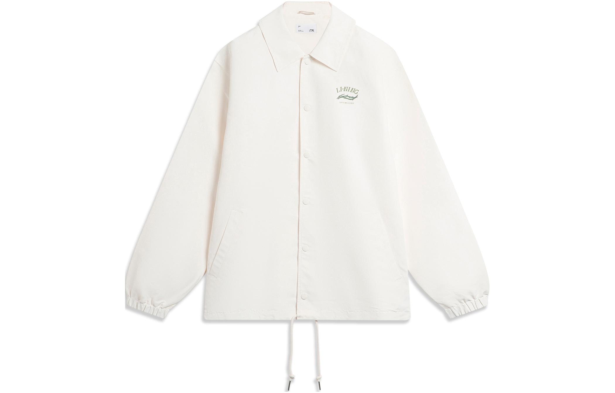 Li-Ning Casual Sports Solid White Polo Collar Jacket AFDU365-1