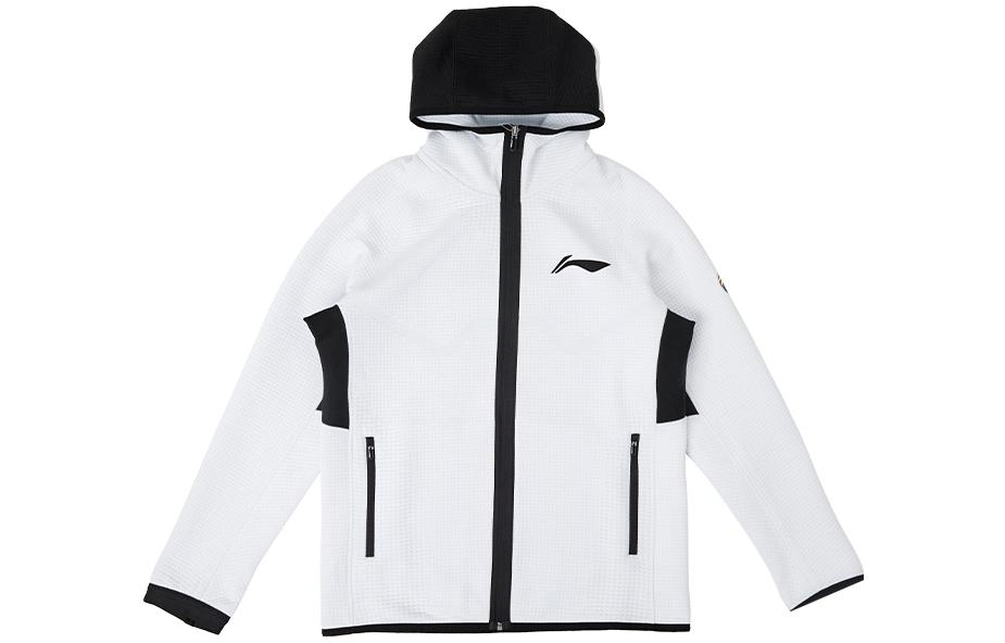 Li-Ning CBA 22-23 Season Solid Logo Zip Hoodie Jacket Men White AWDSG21-2