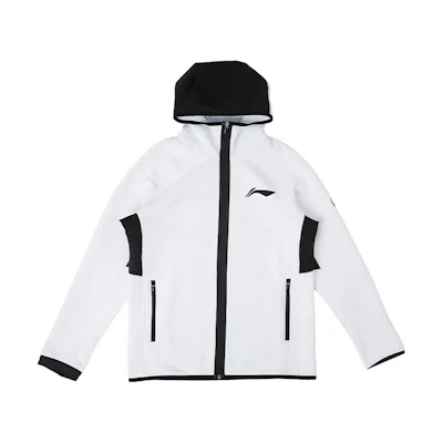 Li-Ning CBA 22-23 Season Solid Logo Zip Hoodie Jacket Men White AWDSG21-2