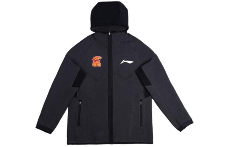 Li-Ning CBA Elite Hoodie 23-24 Shenzhen Marco Polo Team Black Zip-Up AWDTD45-1